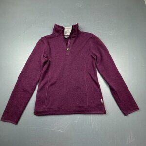 Eddie Bauer Fleece Pullover Women's Size XS Purple Quarter Zip Sweater Warm Cozy